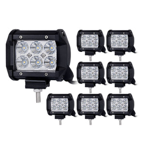 8pcs 4inch CREE LED Work Light Bar Flood Beam Offroad Lamp Save On 35W/45W Reverse