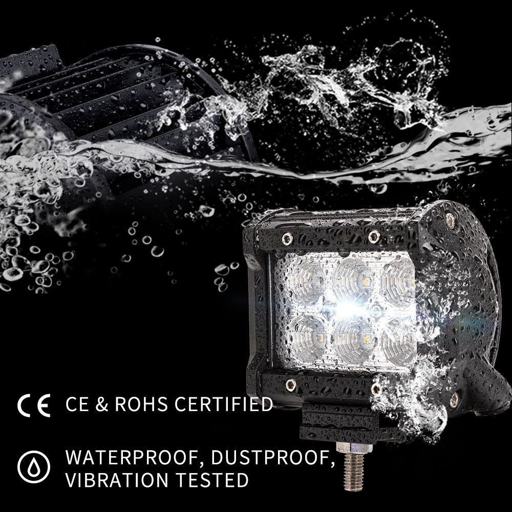 8pcs 4inch CREE LED Work Light Bar Flood Beam Offroad Lamp Save On 35W/45W Reverse