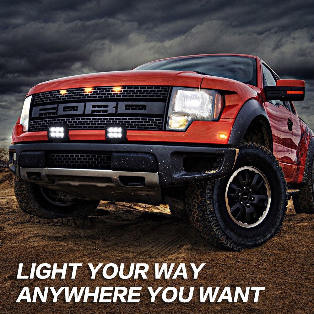 8pcs 4inch CREE LED Work Light Bar Flood Beam Offroad Lamp Save On 35W/45W Reverse