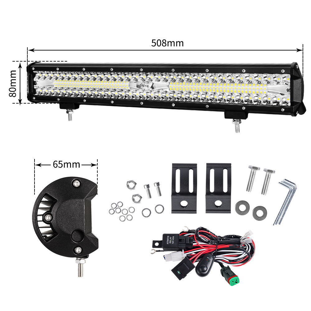 LIGHTFOX 20Inch Cree Led Light Bar Spot Flood Combo Work Lamp 4WD Offroad