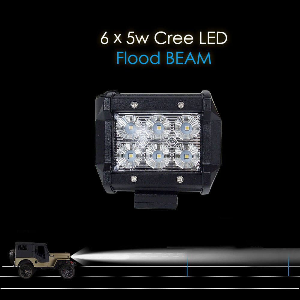 8X 4inch CREE LED Work Light Bar Flood Beam Offroad Lamp Save On 35W/45W Reverse