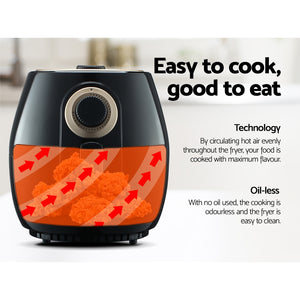 Devanti 4L Oil Free Air Fryer - Black