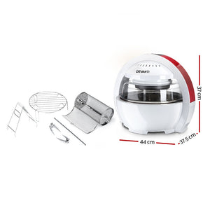 Devanti 13L Air Fryer Oven Cooker - White & Red