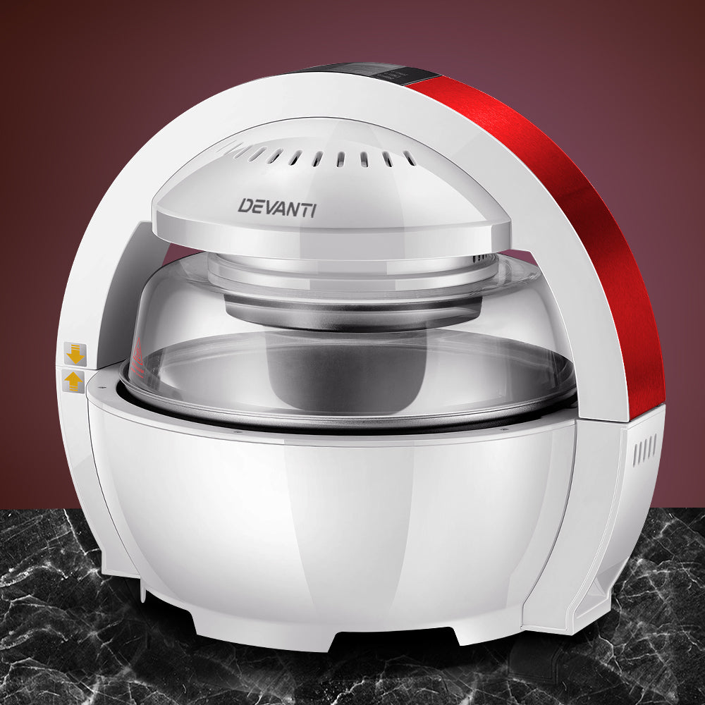 Devanti 13L Air Fryer Oven Cooker - White & Red