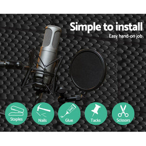 40pcs Studio Acoustic Foam Sound Absorption Proofing Panels 50x50cm Black Eggshell 