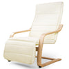 Artiss Fabric Armchair with Adjustable Footrest - Beige
