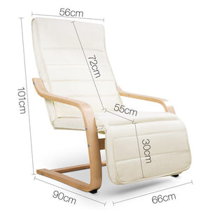 Artiss Fabric Armchair with Adjustable Footrest - Beige