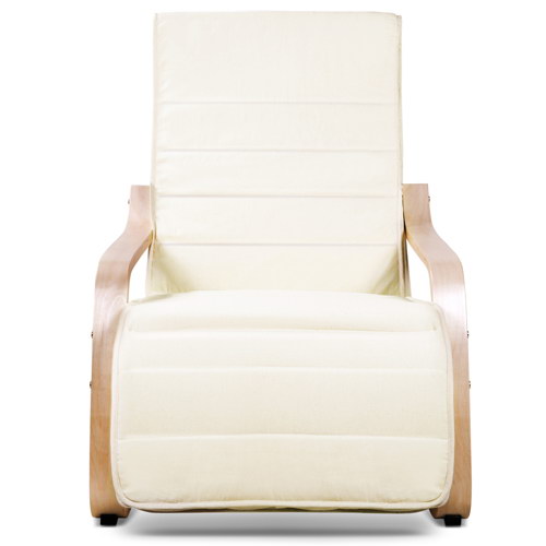 Artiss Fabric Armchair with Adjustable Footrest - Beige