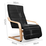 Artiss Fabric Armchair with Adjustable Footrest - Black