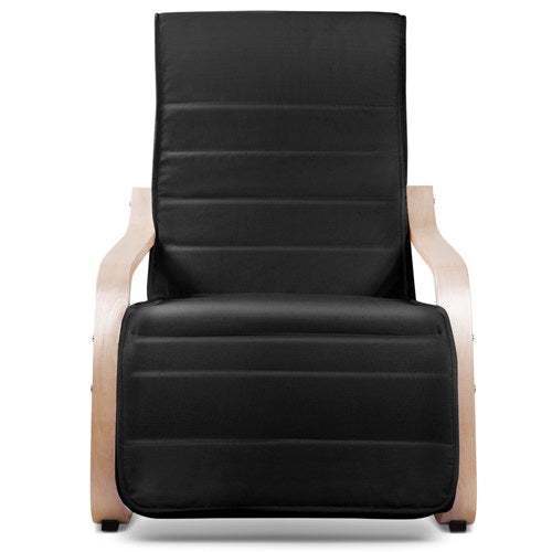 Artiss Fabric Armchair with Adjustable Footrest - Black