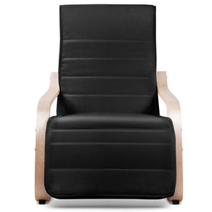 Artiss Fabric Armchair with Adjustable Footrest - Black