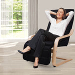 Artiss Fabric Armchair with Adjustable Footrest - Black