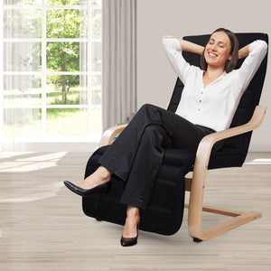 Artiss Fabric Armchair with Adjustable Footrest - Black
