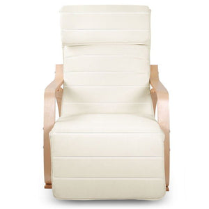 Artiss Fabric Rocking Armchair with Adjustable Footrest - Beige