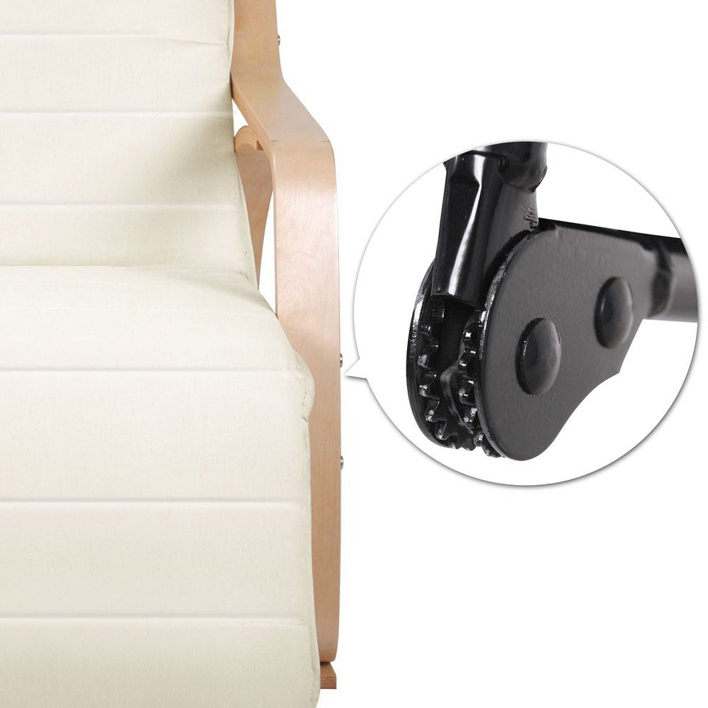 Artiss Fabric Rocking Armchair with Adjustable Footrest - Beige