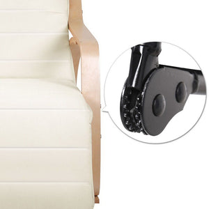 Artiss Fabric Rocking Armchair with Adjustable Footrest - Beige