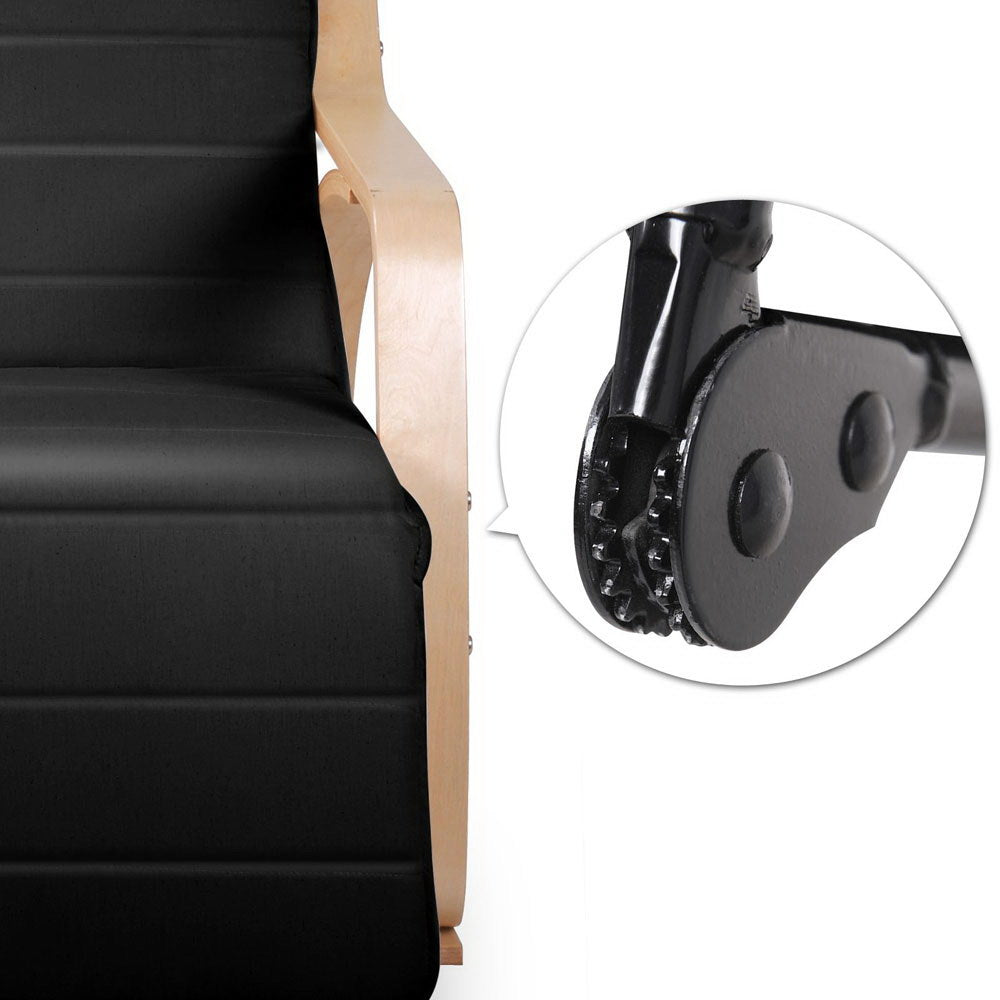 Artiss Fabric Rocking Armchair with Adjustable Footrest - Black