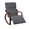 Artiss Fabric Rocking Armchair with Adjustable Footrest - Charcoal