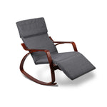 Artiss Fabric Rocking Armchair with Adjustable Footrest - Charcoal