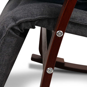 Artiss Fabric Rocking Armchair with Adjustable Footrest - Charcoal