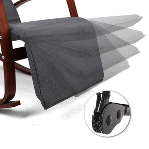 Artiss Fabric Rocking Armchair with Adjustable Footrest - Charcoal