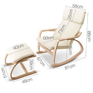 Artiss Wooden Armchair with Foot Stool - Beige