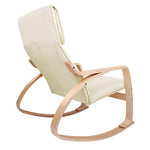 Artiss Wooden Armchair with Foot Stool - Beige