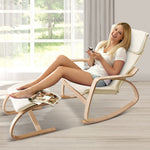 Artiss Wooden Armchair with Foot Stool - Beige