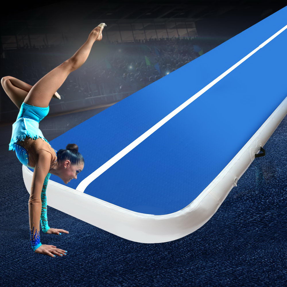 4m x 1m Inflatable Air Track Mat 20cm Thick Gymnastic Tumbling Blue And White