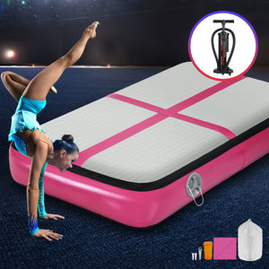 Everfit 1M Inflatable Air Track Board Tumbling Mat with Pump Airtrack Floor Gymnastics Pink