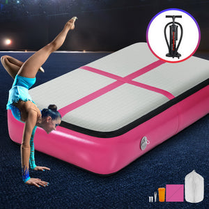 Everfit 1M Inflatable Air Track Board Tumbling Mat with Pump Airtrack Floor Gymnastics Pink