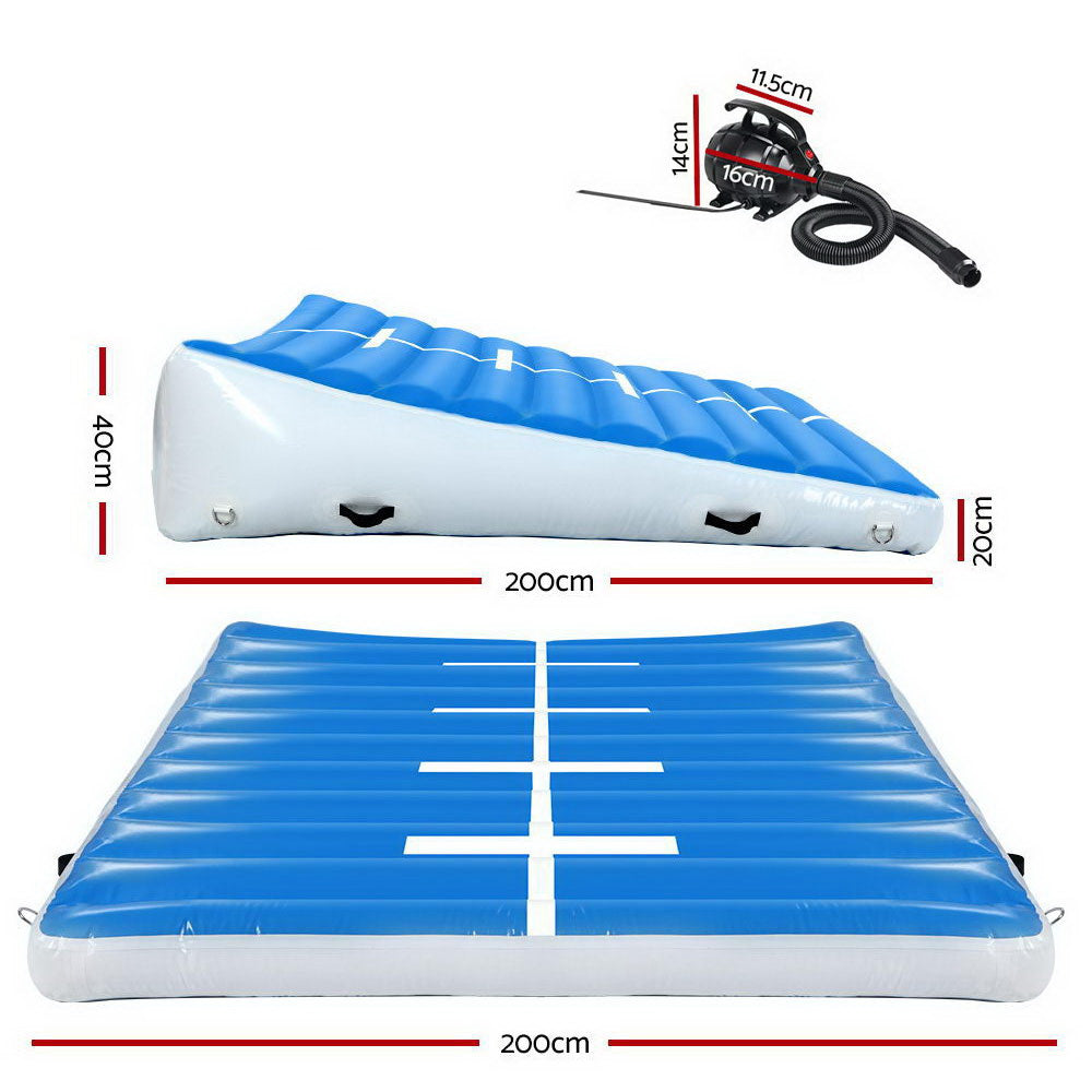 Everfit 2MX2MX0.4M Airtrack Inflatable Air Track Ramp with Pump Incline Mat Floor Gymnastics