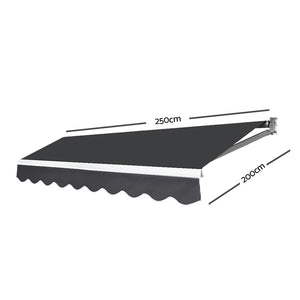 Instahut Retractable Outdoor Arm Awning 2.5 x 2M - Grey