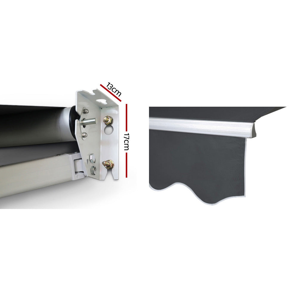 Instahut Retractable Outdoor Arm Awning 2.5 x 2M - Grey