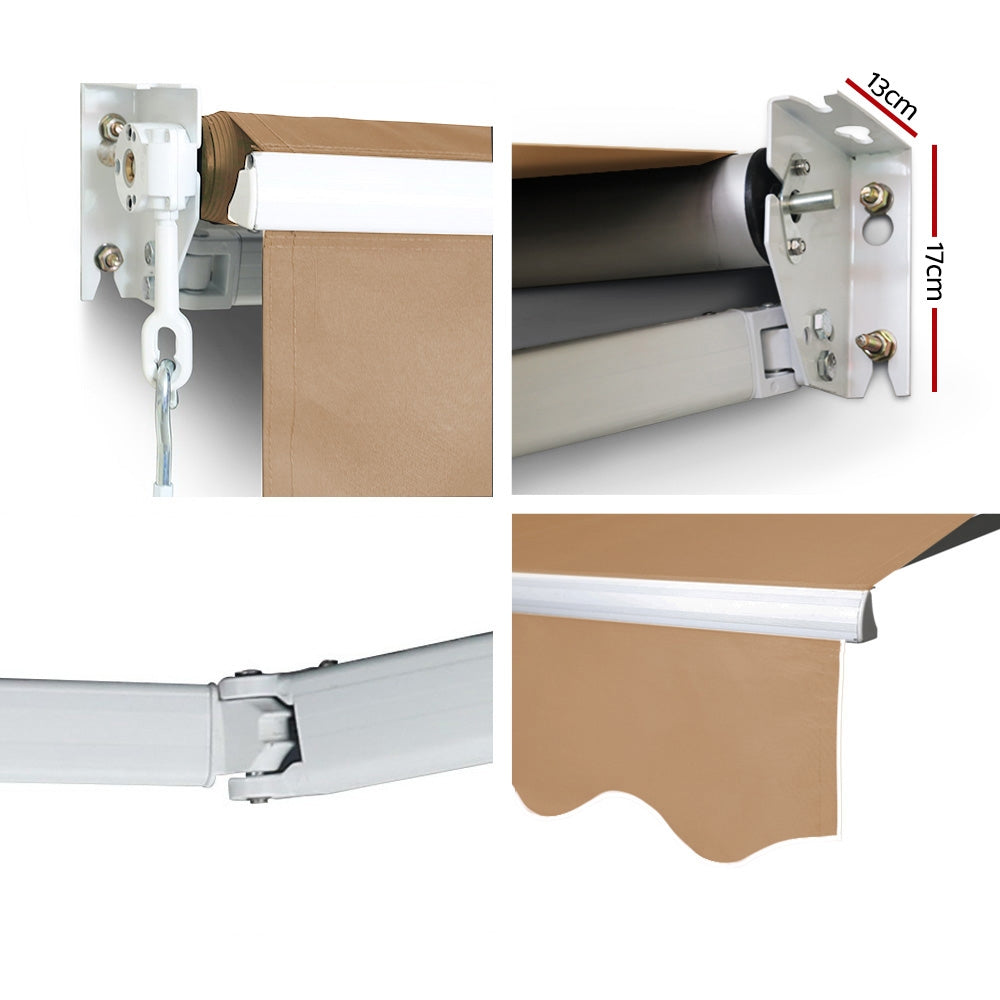 Instahut 3M x 2.5M Outdoor Folding Arm Awning - Beige