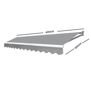 Instahut 4M x 3M Outdoor Folding Arm Awning - Pegru