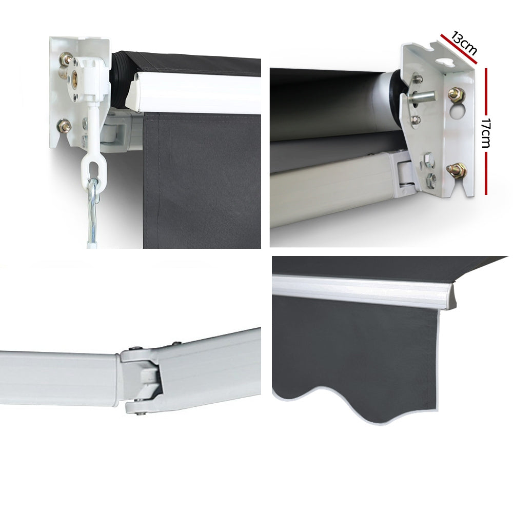 Instahut 4.5M x 2.5M Outdoor Folding Arm Awning - Grey