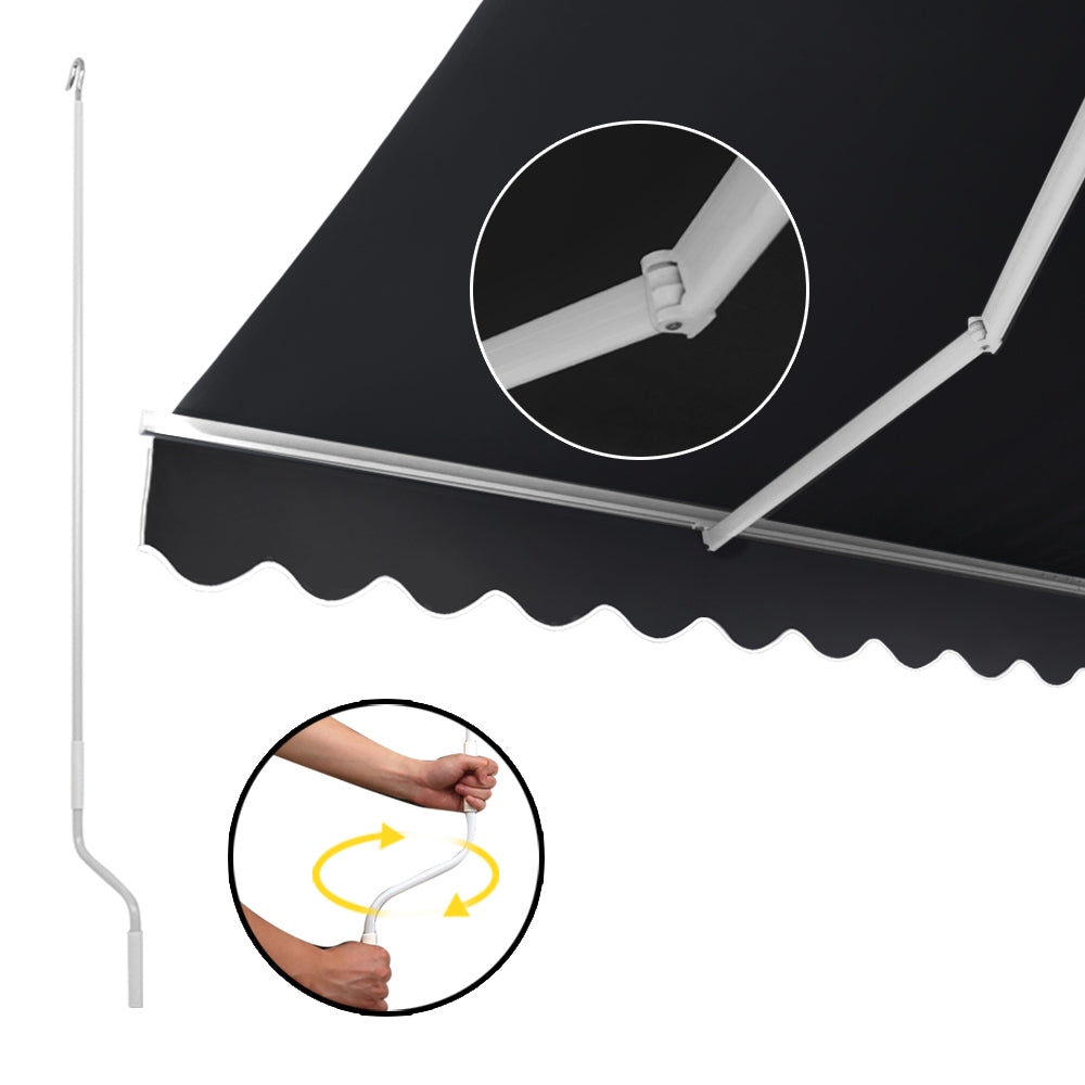Instahut 5M x 3M Outdoor Folding Arm Awning - Grey