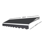 Instahut Motorised 2.5x2m Folding Arm Awning - Grey