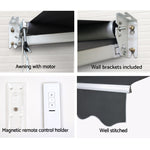 Instahut Motorised 2.5x2m Folding Arm Awning - Grey