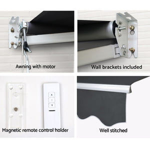 Instahut Motorised 2.5x2m Folding Arm Awning - Grey
