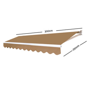 Instahut Motorised 3x2.5m Folding Arm Awning - Beige