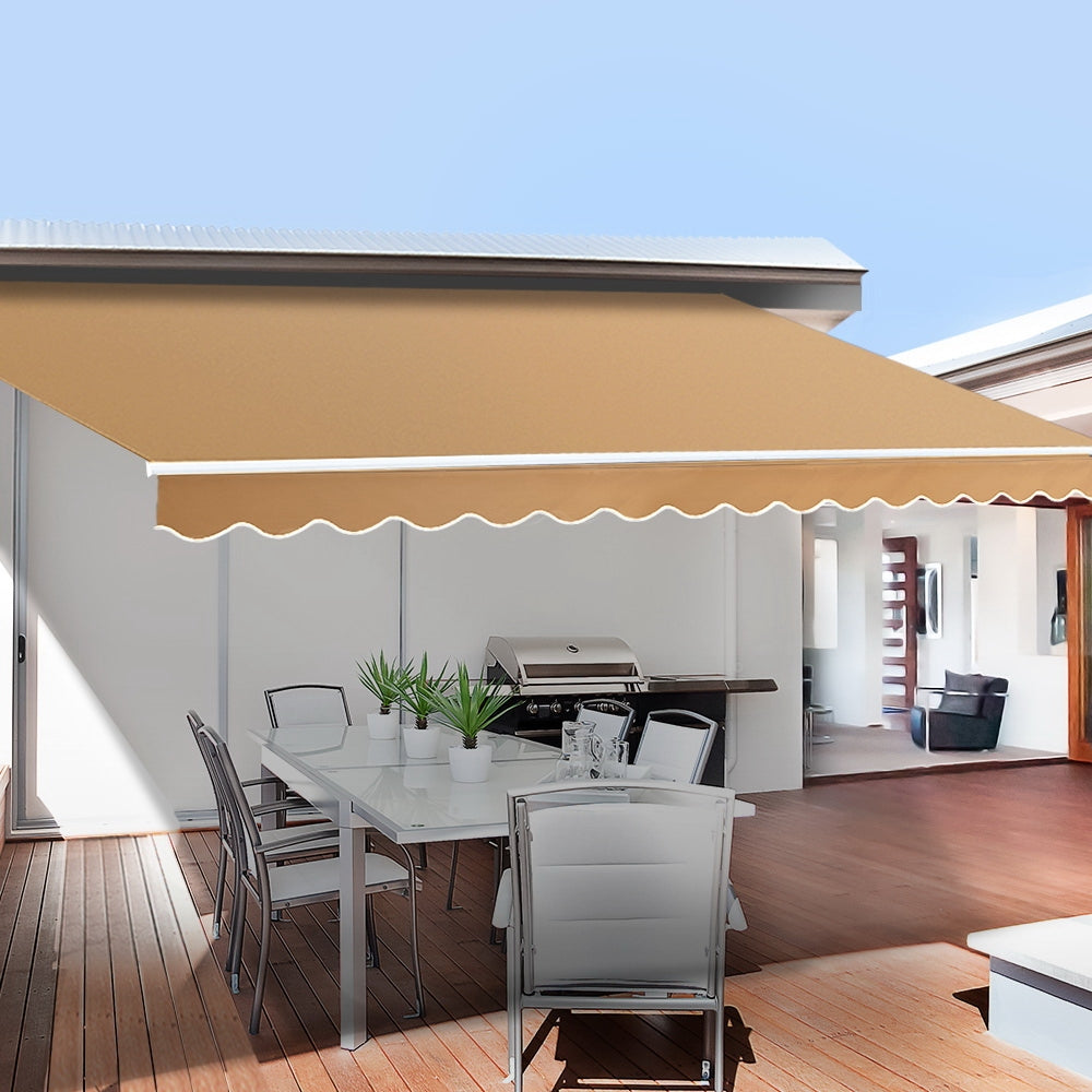 Instahut Motorised 4x3m Folding Arm Awning - Beige