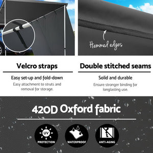 Car Shade Awning Extension 3 x 2M - Charcoal Black