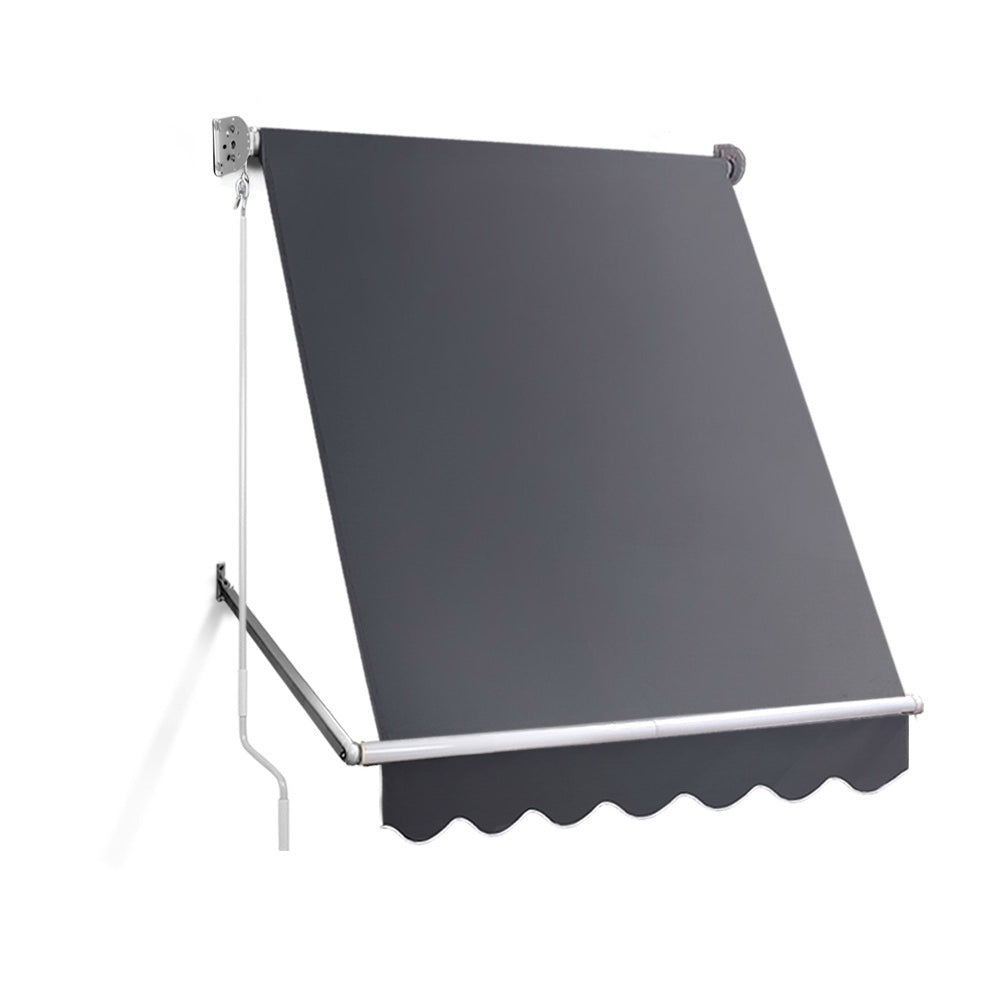 Instahut 1.5m x 2.1m Retractable Fixed Pivot Arm Awning - Grey