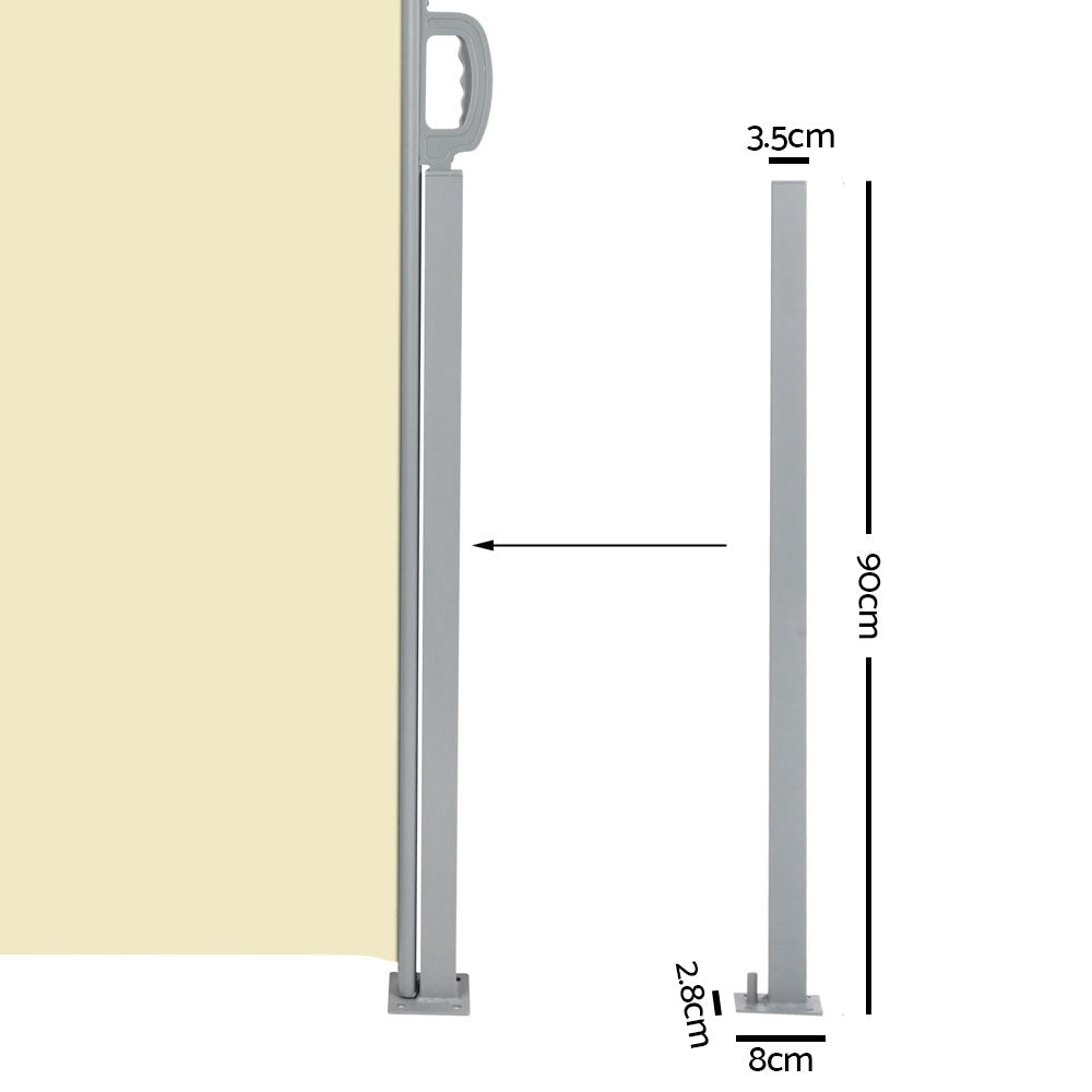 Instahut 1.8X6M Retractable Side Awning Garden Patio Shade Screen Panel Beige