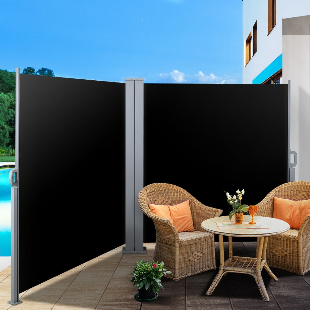 Instahut 2X6M Retractable Side Awning Garden Patio Shade Screen Panel Black
