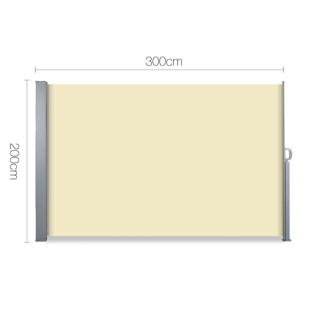 Instahut Retractable Side Awning Shade 2 x 3m - Beige