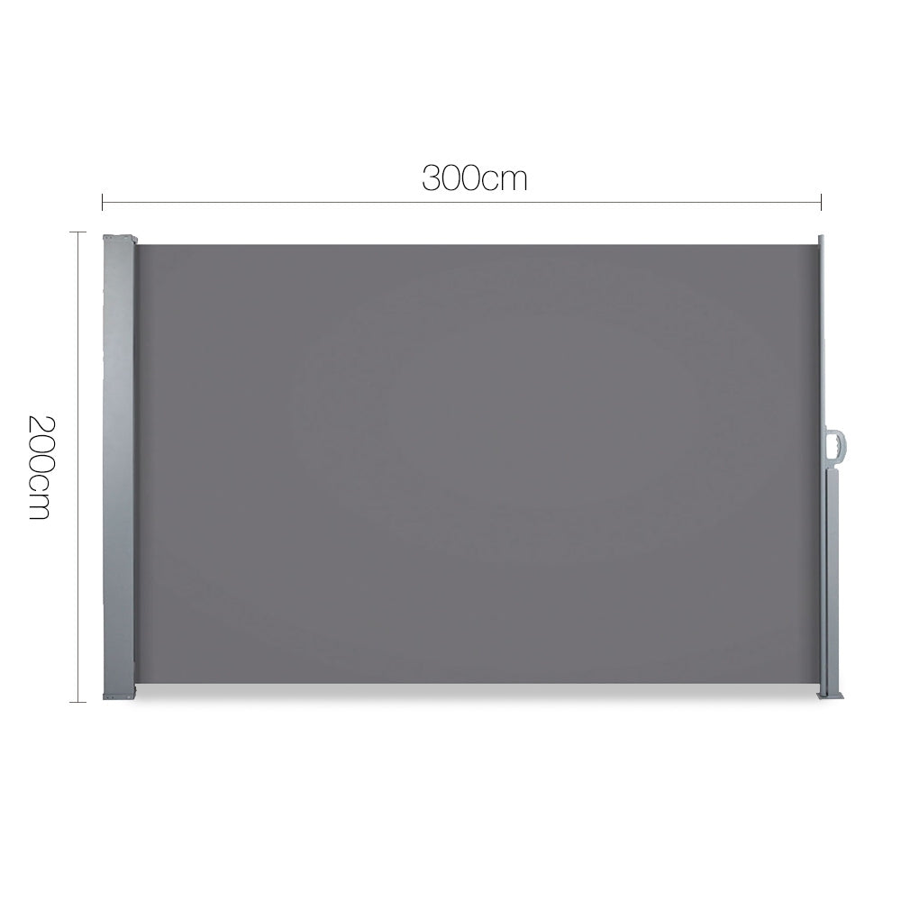 Instahut Retractable Side Awning Shade 2 x 3m - Grey