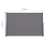 Instahut Retractable Side Awning Shade 2 x 3m - Grey